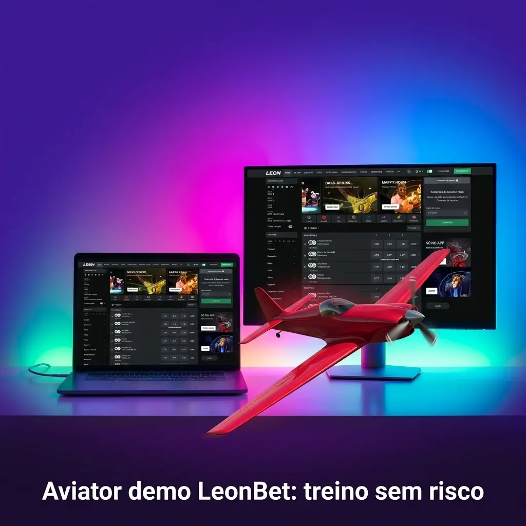 Modo demo do Aviator na LeonBet com dinheiro virtual, multiplicador e Auto Bet para treinar cash out sem risco