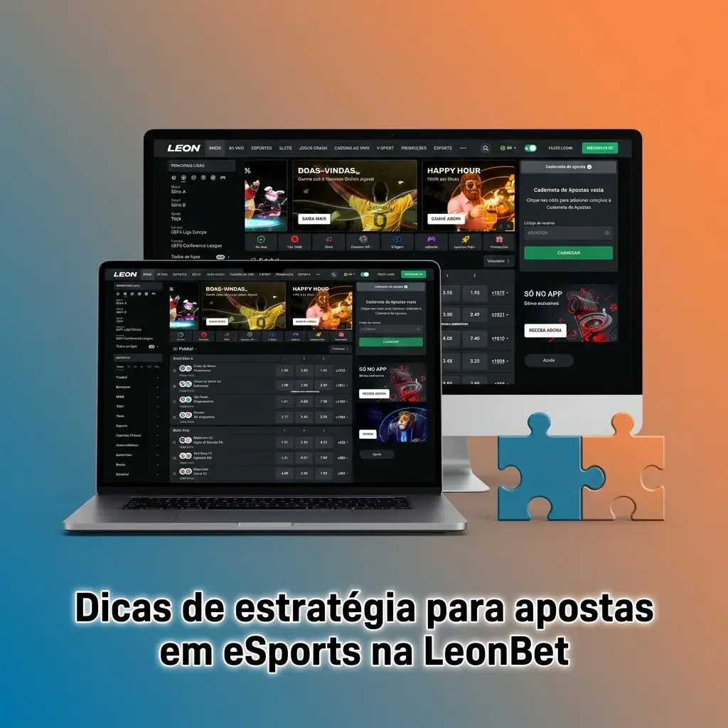 Infográfico com dicas de estratégia para apostas em eSports na LeonBet: banca, odds, meta do patch e apostas ao vivo