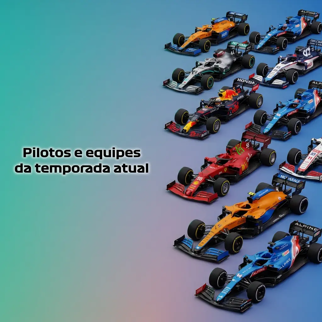 Tabela de equipes e pilotos da temporada atual de Fórmula 1 com odds de campeão, incluindo Red Bull, Ferrari e McLaren