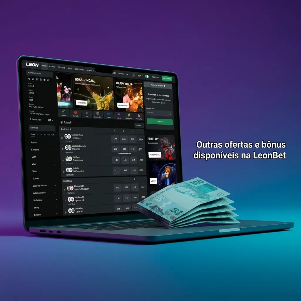 Seção de promoções LeonBet com bônus de cassino e esportes, torneios, rankings e bônus de recarga com regras e prazos